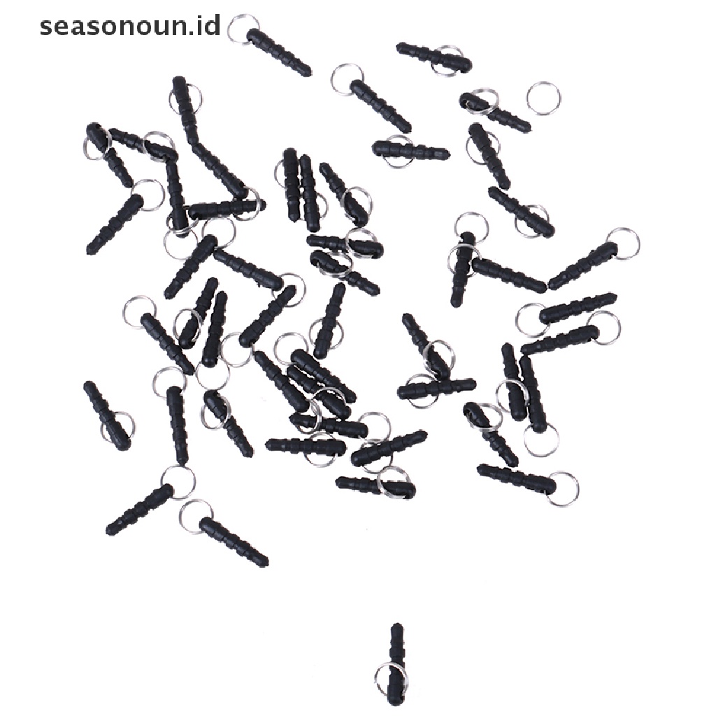 Seasonoun 50pc Steker Headphone Telepon Hitam Universal 3.5mm Dengan Cincin Lubang.