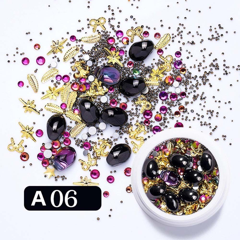 Agustina Kuku Berlian Imitasi Wanita Ukuran Campur Cinta Hati Laut Gaya Manicure Aksesoris Nail Art Perhiasan 3D Nail Art Drills