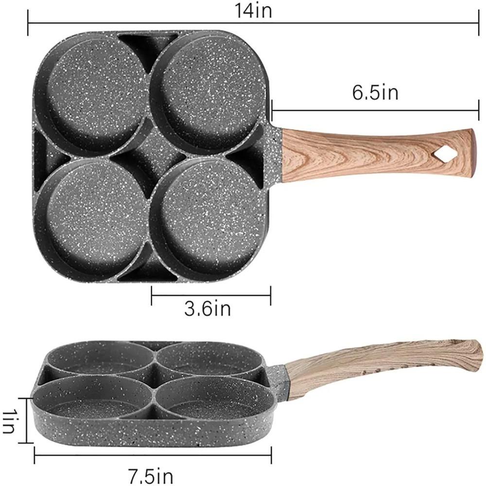 Solighter 2per4lubang Breakfast Cookware Masak Telur Steak Pan Omelet Pan