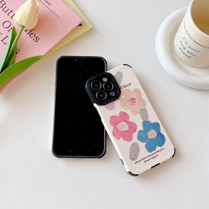 Pretty Pink Flower Soft Case HP iP iPhone 11 12 13 14 Pro Max 7 8 + Plus SE 2020 X XR SE 2020 XS Max FTD Stripe Casing Apple