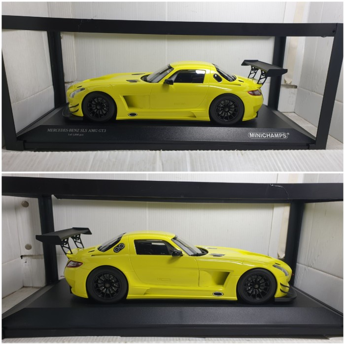 Diecast Miniatur Mobil minichamps mercedes benz sls amg gt3 skala 18 mercy sls 1/18