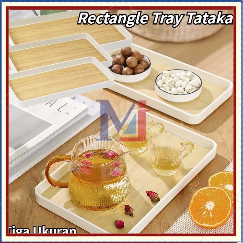 【COD】Rectangle Tray Tatakan/Peregi Plastik Tatakan Dapur /Baki Minuman Tatakan/Nampan Saji Kayu/Rectangle Tray Aesthetic