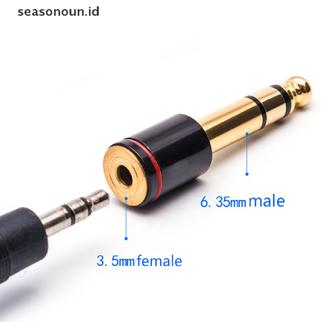 Seasonoun 6.35mm 1per4 Male to 3.5mm 1per8 Female Connector Stereo Headphone Adapter Audio Jack Adapter Untuk Headphone Kabel Aux.