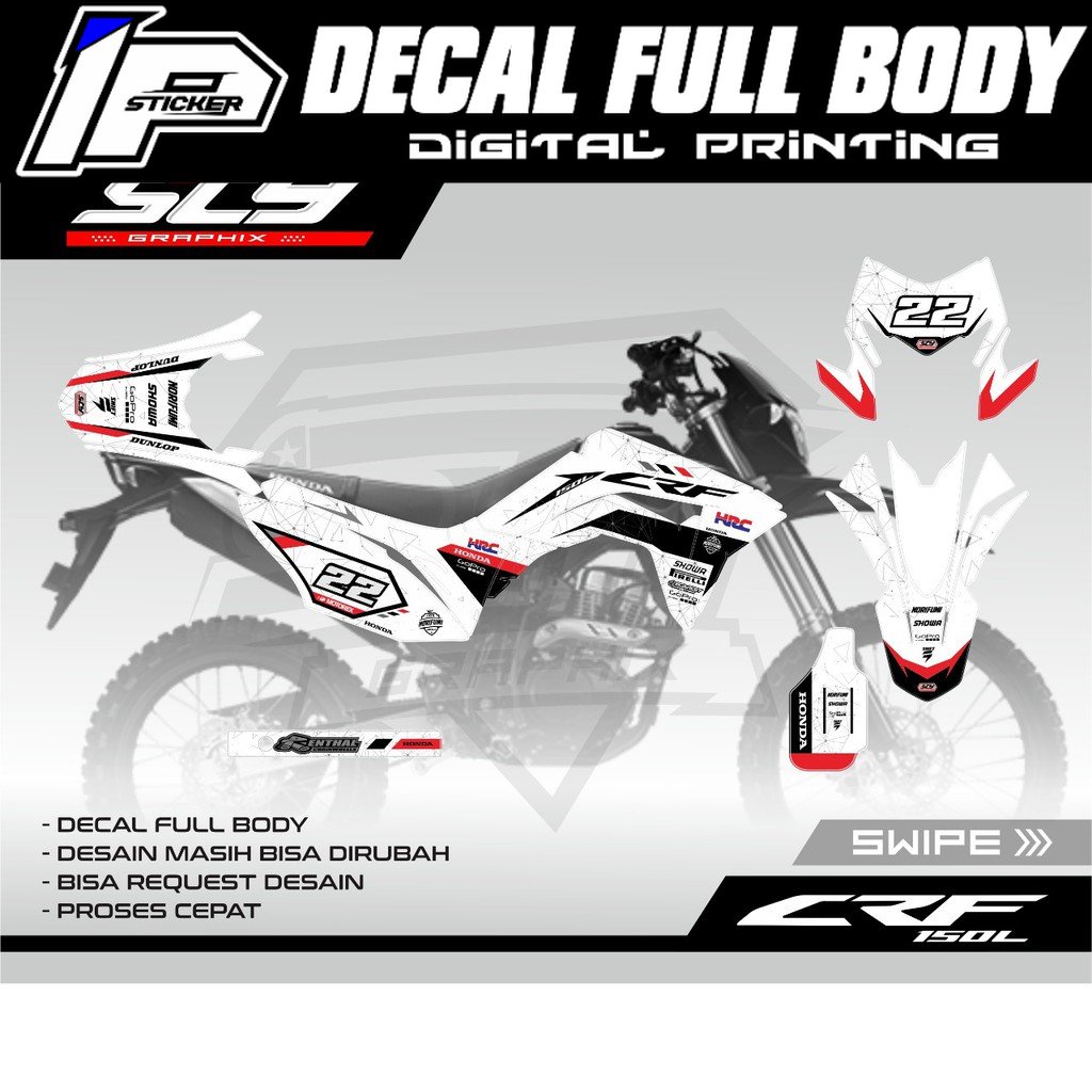 DECAL CRF 150 L PUTIH KEREN