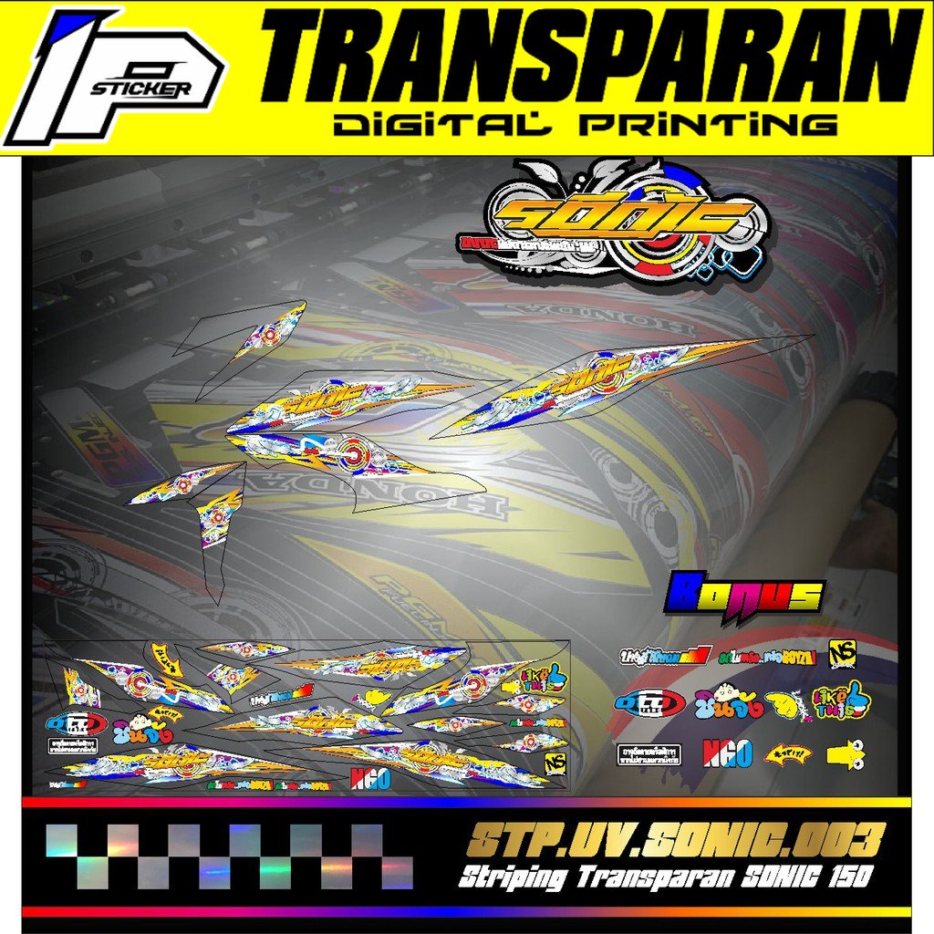 Stiker/Sticker Striping Variasi Motor SONIC Stiker Motor Variasi Transparan / UV Thailook SONIC 003