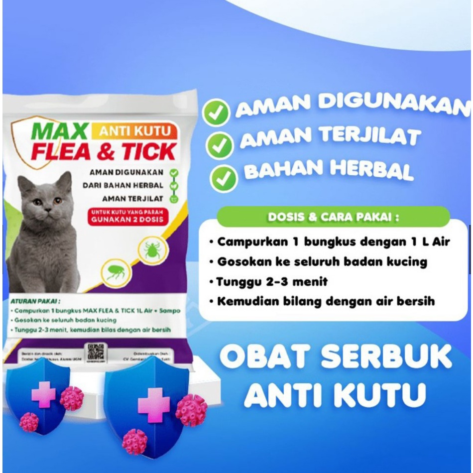 Max Anti Kutu Untuk Kucing Max Flea &amp; Tick Serbuk