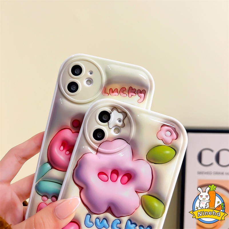 IPHONE Casing Kompatibel Untuk Iphone14 13 12 11 Pro Max X Xr Xs Max8 7 6 6s Plus SE 2020 3D Vision Spring Flowers Phone Case Pelindung Lensa Airbag Shockproof Soft Case Cover Pelindung