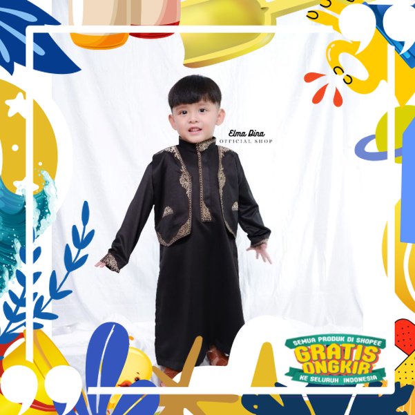 Blackwhite / Jubah Gamis Anak Laki Laki | Kode: Gamis Rompi