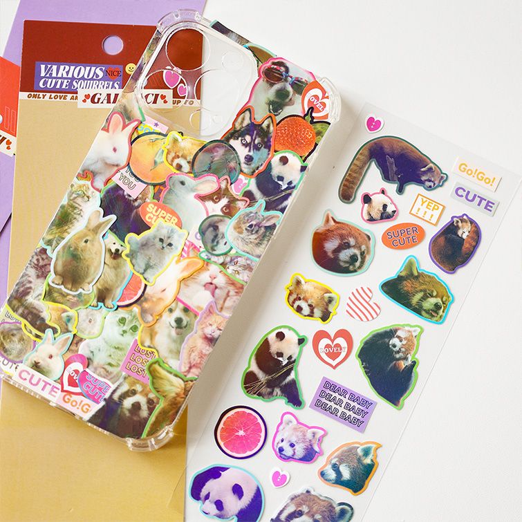 Galicici Original American-style Retro Animal Series/DIY Foto IPAD Phone Case Bahan Hias Stiker