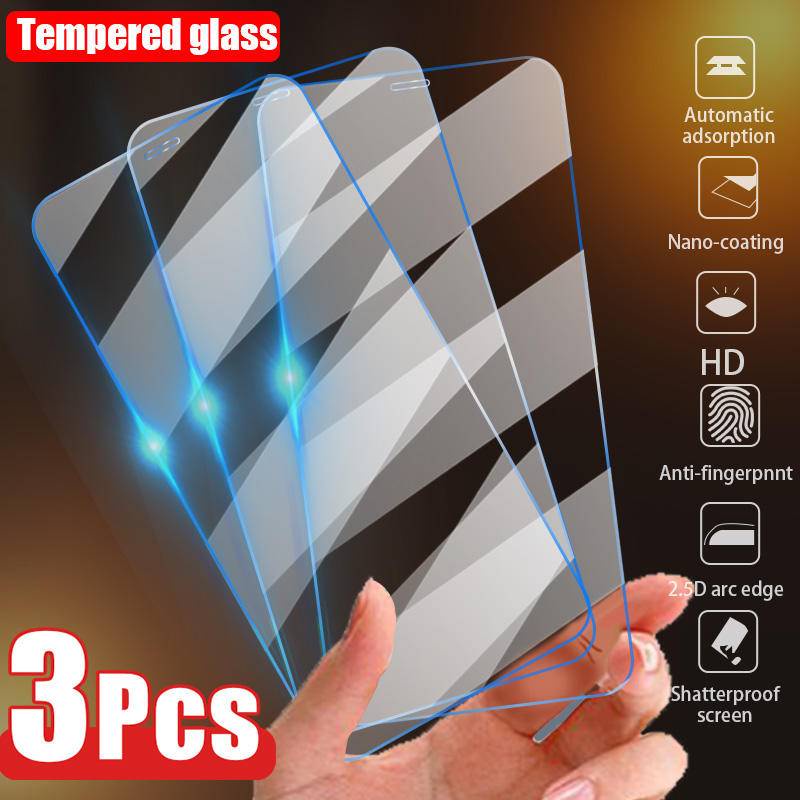 3pcs Tempered Glass Untuk Iphone14 13 12 11 Pro MAX Plus Mini Pelindung Layar Untuk iPhone X XS MAX XR 78 6 6S Plus SE 2022 2020 14Plus 13Mini 12Mini Kaca