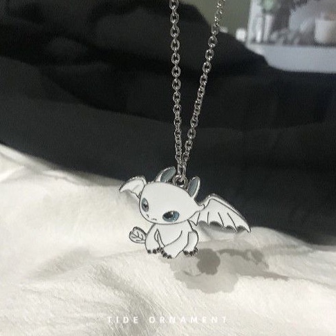 Karakter Kartun Lucu Cahaya Fury Night Fury Pendant Kalung Cara Melatih Naga Anda Anime Film Pasangan BFF Perhiasan