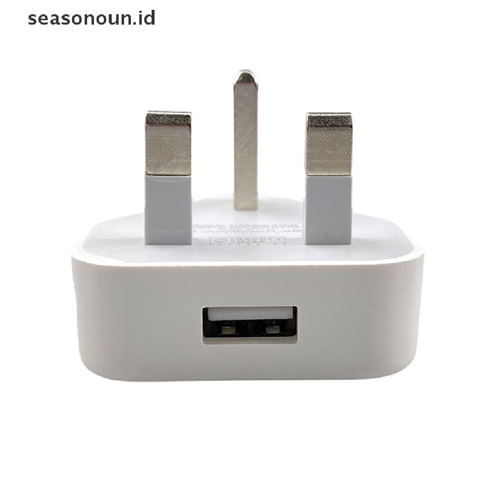 Seasonoun Charger Handphone Universal Portable Charger USB 3pin Colokan UK Dengan 1port USB Perangkat Cas Travel Charger Dinding Adaptor Pengisian Cepat Travel.