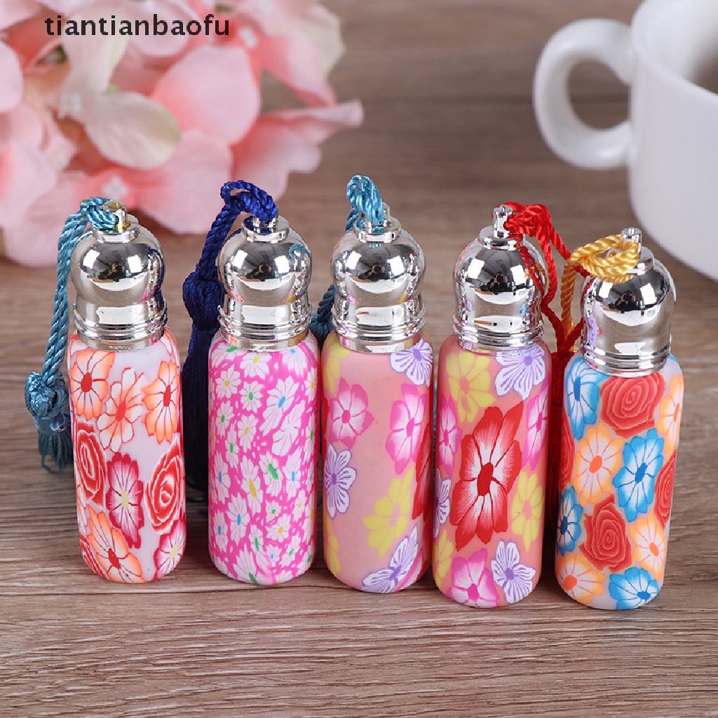 [tiantianbaofu] 1per4 * 6ml Botol Kaca Kosong Roll On Roller Tanah Liat Lembut Butik Acak