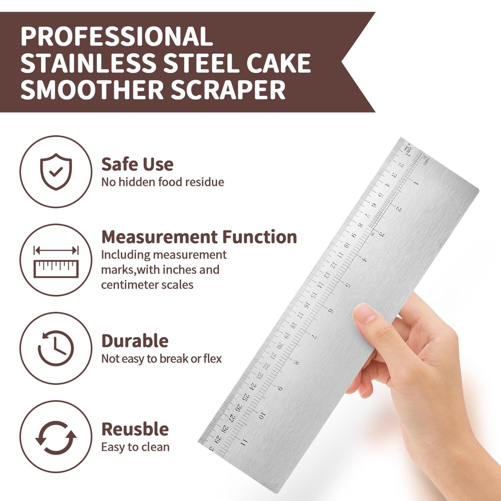 Scraper Krim Kue Home Bakery Profesional Baking Aksesoris DIY Membentuk Alat Permukaan Lebih Halus Bakeware Gadget