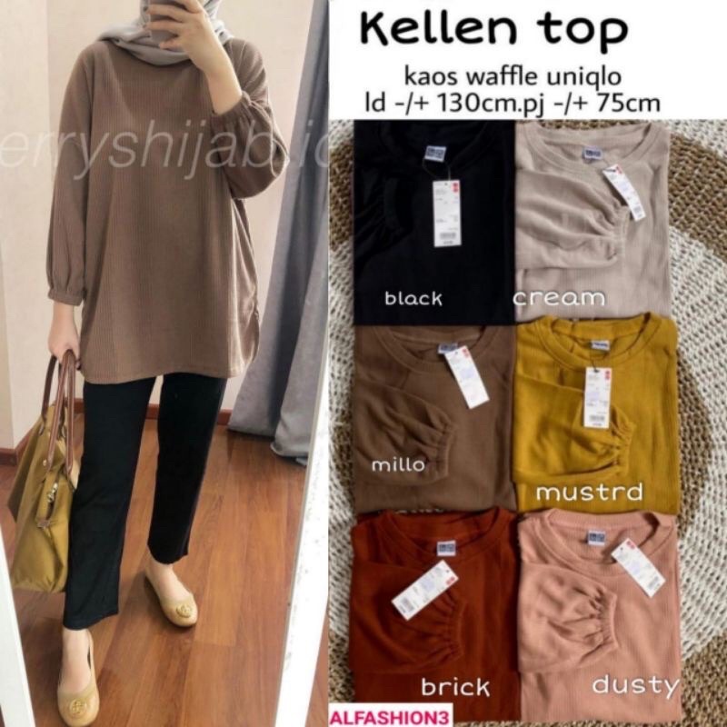(RESTOCK) KELLEN SHAKI SEVIRA FARLY DIANI CORLA OVERSIZE RANIA TOP BLOUSE JUMBO KAOS WAFEL UNIQLO BY