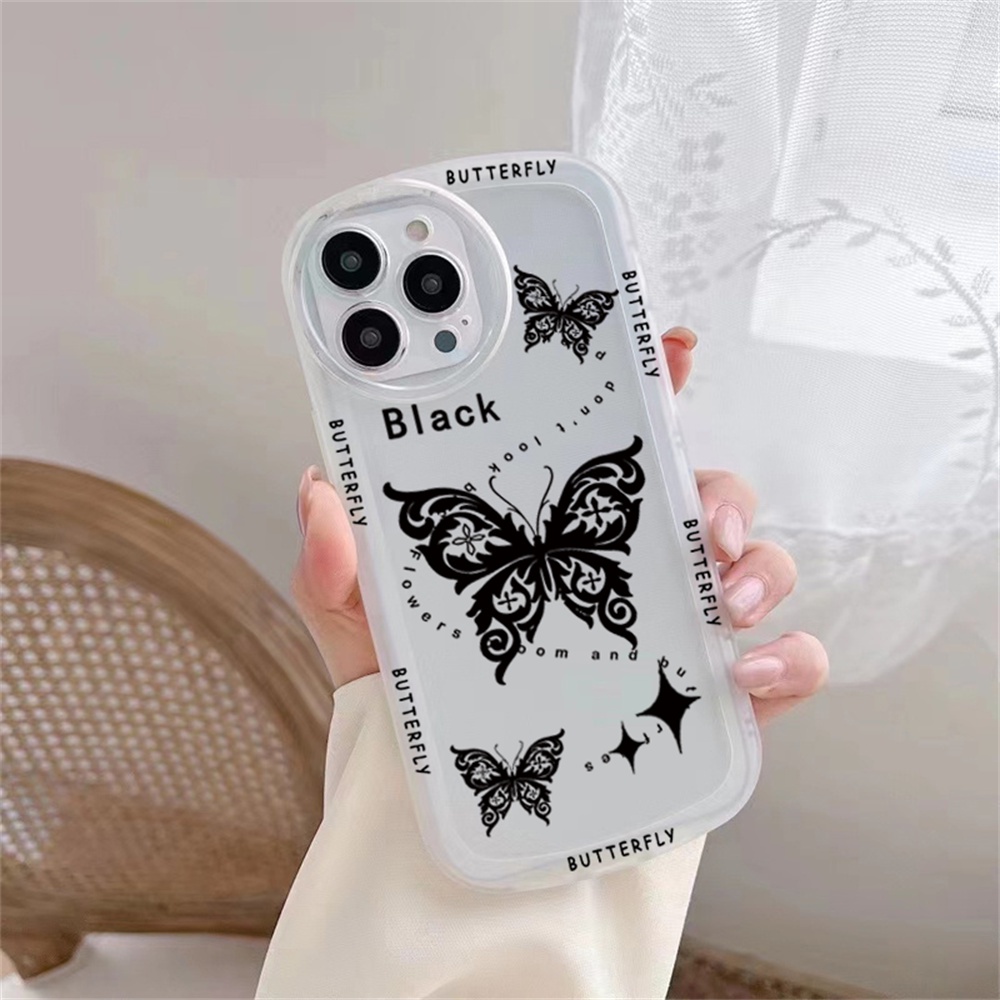 Soft Case OPPO A17 A57 2022 A15 A16 A16K A54 A53 A12 A5S A7 A3S A31 A52 A83 A92 A37 F9 A1K F1s Kupu Gelap Dan Garland Butterfly Fasion Sarung TPU