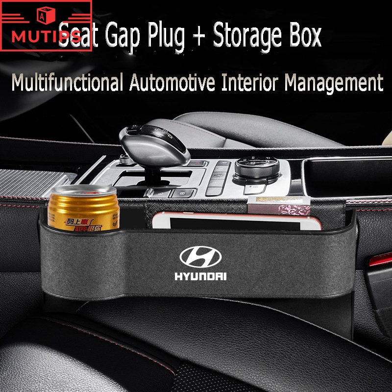 Hyundai Car Seat Gap Filler Storage Organizer Box Multifungsi Kompartemen Handphone Cup Holder Bag Untuk Atoz i20 Trajet Getz Accent H1 i10 Kona Santa Fe