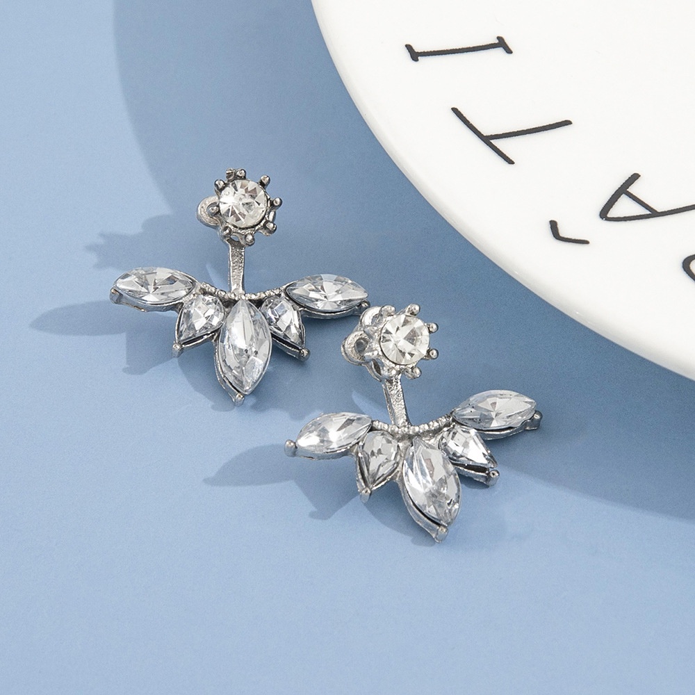 Fashion Imitasi Kristal Horse Eye Leaf Snowflake Earrings Korea Bunga Daisy Kecil Anting Perak 1pasang