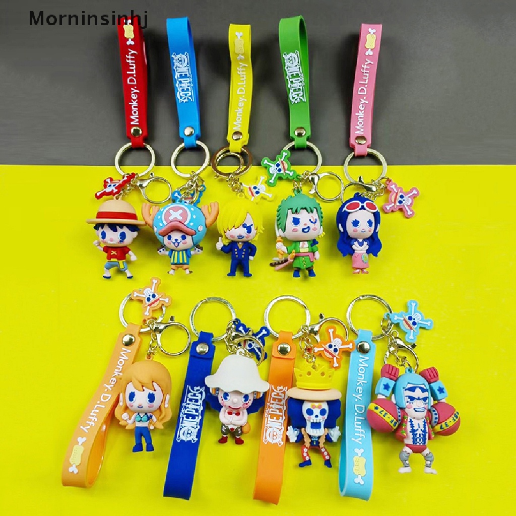 Mornin Anime Baru One Piece 3D Gantungan Kunci Gambar Kartun PVC Key Ring Lanyard Pendant id