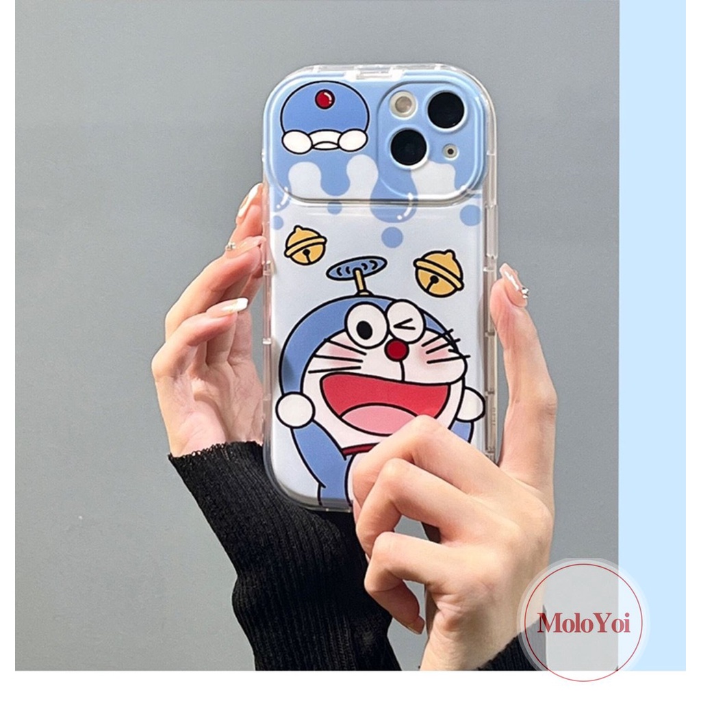 IPHONE Flip Make Up Cermin Lucu Case Kompatibel Untuk Iphone14 11 13 12 Pro MAX XR 7 8 14 Plus X XS MAX SE 2020 Kartun Kucing Cantik Doraemon Shockproof Soft TPU Case