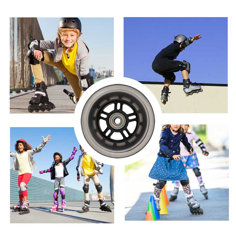 4pcs/set Grosir Roda Inline Skate Sepatu Roda Wheels Inline Skate Roller Skating Wheels Roda Sepatu Roda Karet Ban Sepatu Roda+Bearing Roda Nyala Semua 64mm