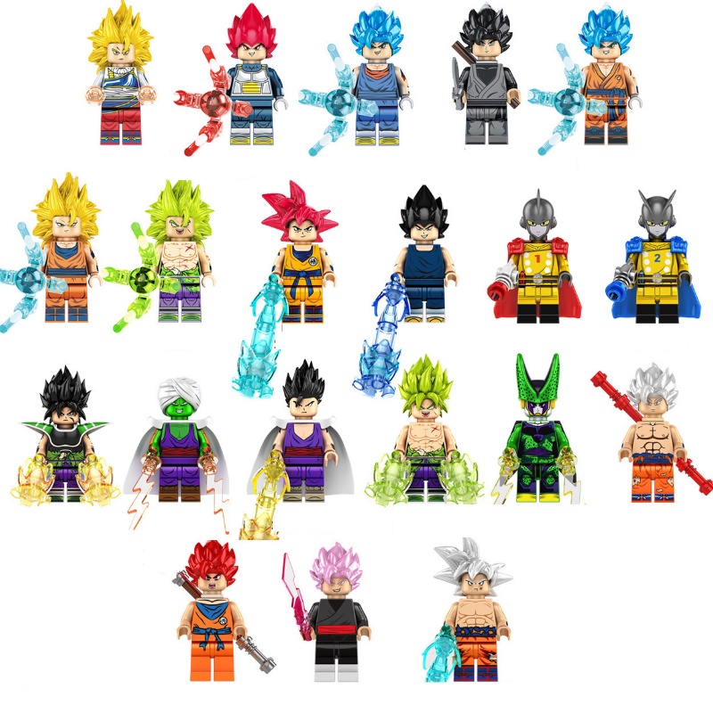 Dragon Ball Super Mini Boneka Super Saiyan Monkey King Vegeta Piccolo Black Goku Sharu Puzzle Rakitan Mainan Blok Bangunan