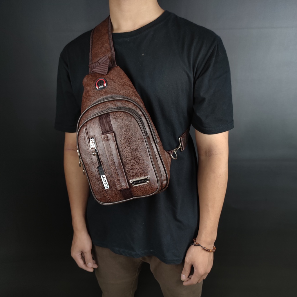 POLO AMSTAR - Tas Selempang Kulit PU Premium Slingbag Tas Pundak Kulit