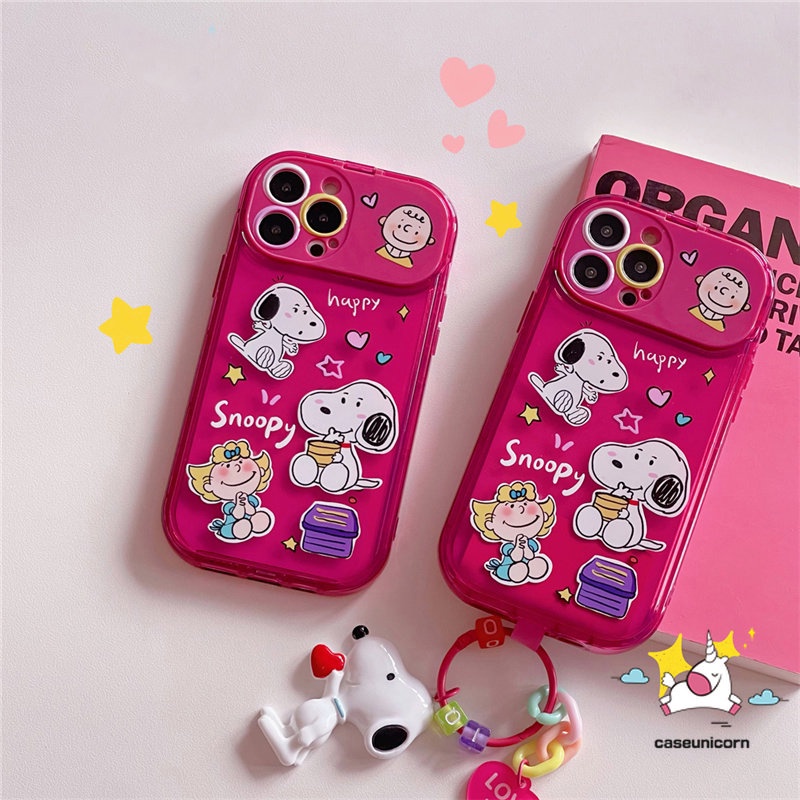 IPHONE Casing Cermin TPU Lembut Shockproof Kompatibel Untuk Iphone11 14 13 12 11 Pro MAX XR 7 8 Plus X XS MAX SE 2020 Kartun Snoopy Charlie Brown Creative Flip Make Up Mirror Case