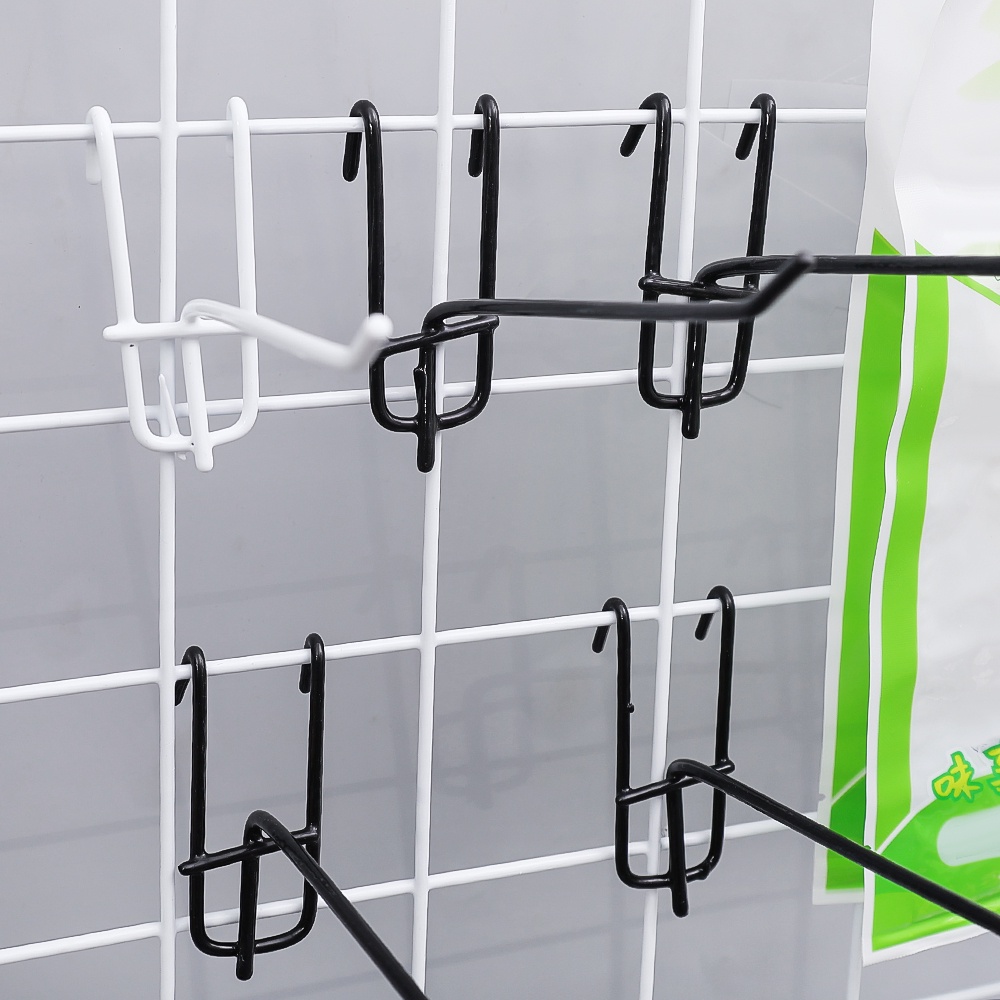 Rak Penyimpanan Supermarket Eceran Toko Rak Hook Mesh Grid Hook Stabil Gantungan Logam Jaring Kokoh Grid Hanger Rack Display Gantungan Hook Perhiasan Lubang Papan Plat Hook