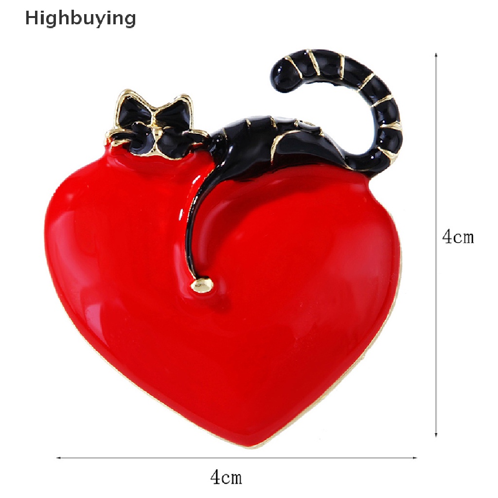 Hbid Fashion Cinta Hati Kucing Malas Enamel Bros Pin Untuk Wanita Lapel Perhiasan Pesta Hadiah Glory