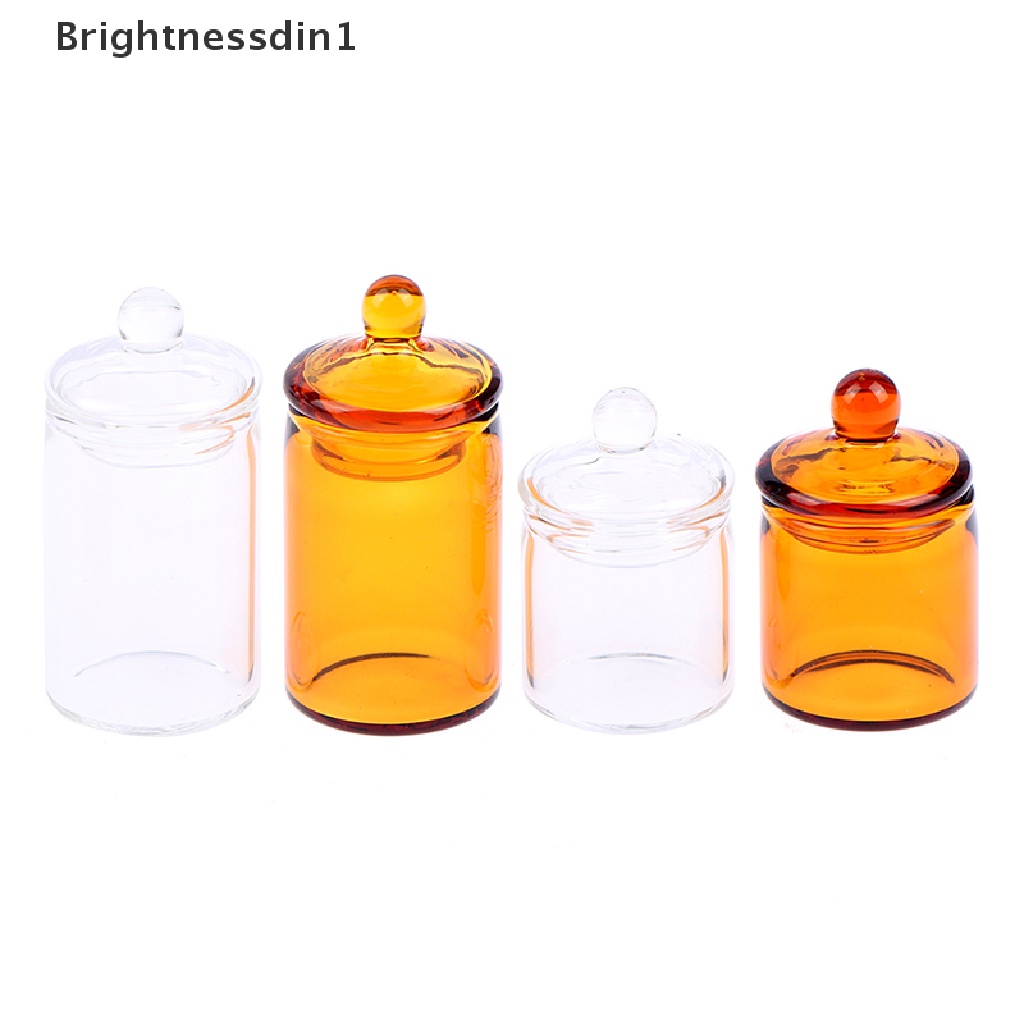 [Brightnessdin1] 1: 12rumah Boneka Toples Permen Kaca Mini Botol Penyimpanan Biji Kopi Dekorasi Dapur Mainan Butik