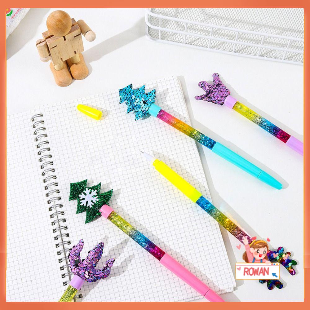 R-flower 6PCS/Set Pena Gel Natal Alat Tulis Hadiah Kantor Sekolah Pulpen Netral