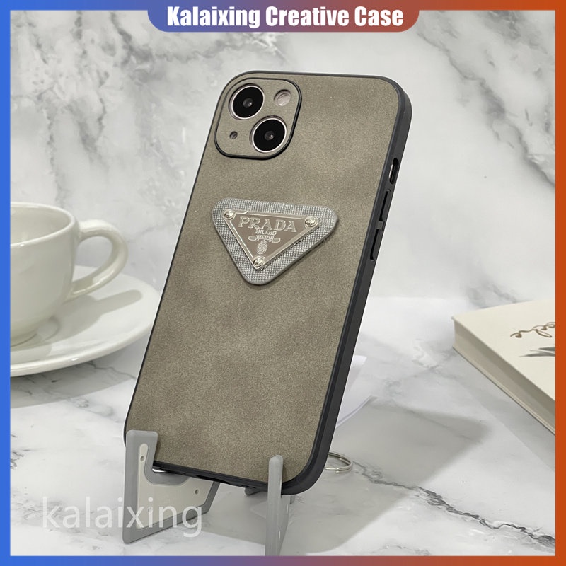 Casing Ponsel Prada Kulit Suede Untuk iPhone 14 Pro Max14Plus13 12 11 Pro Max Xs Max Xr X Xs Casing Penutup Belakang