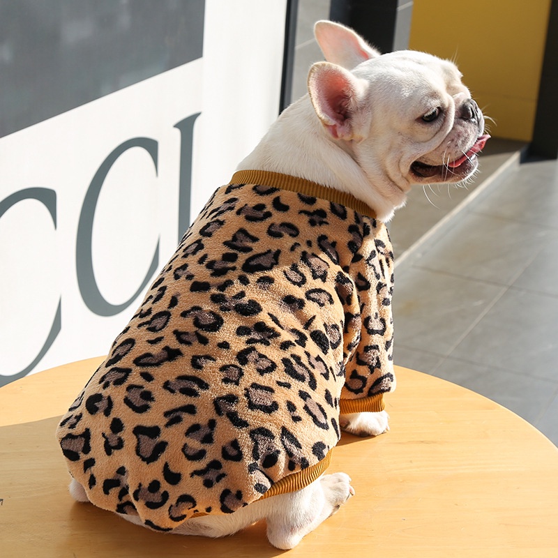 Piyama Hangat fashion Musim Gugur Dan Musim Dingin Motif Leopard Pakaian Kucing/Anjing Peliharaan