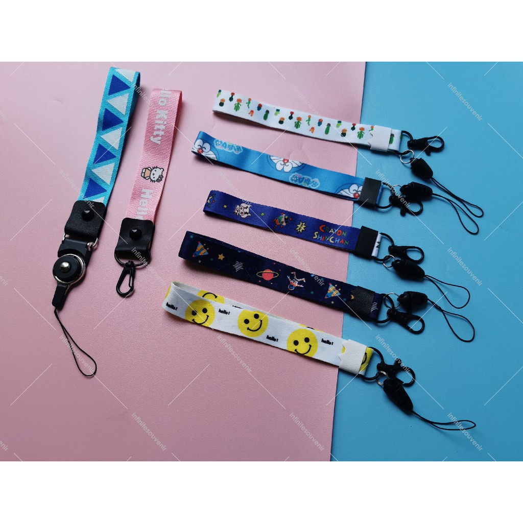 (T003) TALI GANTUNG HP PENDEK / LANYARD PENDEK / TALI GANTUNGAN HP AKRILIK / TALI GANTUNGAN DORAEMON