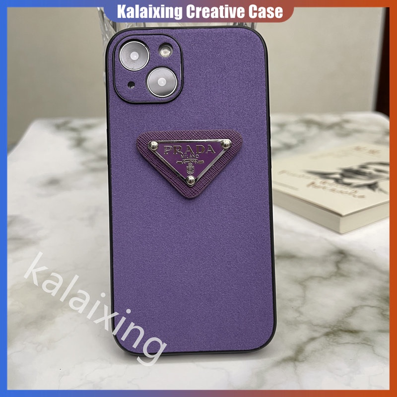 Casing Ponsel Prada Kulit Suede Untuk iPhone 14 Pro Max14Plus13 12 11 Pro Max Xs Max Xr X Xs Casing Cute Hard Back Cover