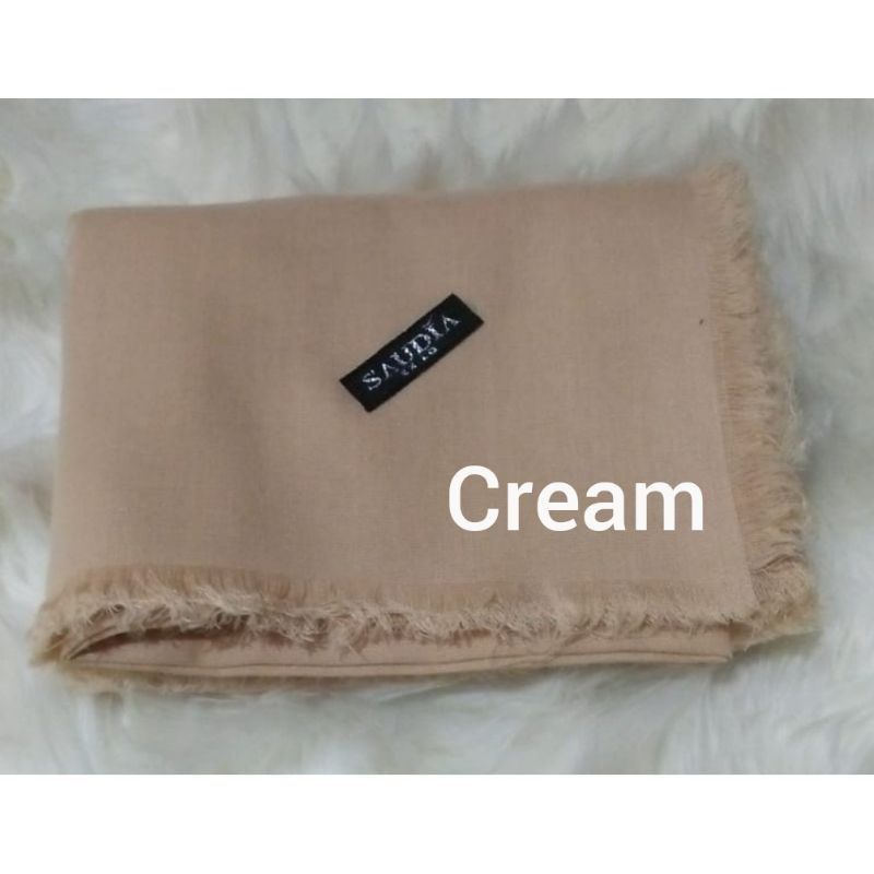 hijab segiempat saudia rawis size 115x115/hijab kerudung segimpat saudia rawis warna cream