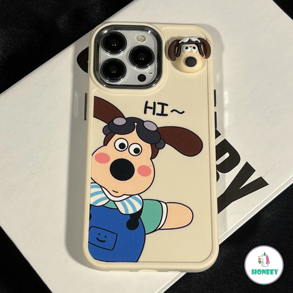 IPHONE Ucapan Lucu Kartun Anjing Case Kompatibel Untuk Iphone11 12 13 14 Pro Max Soft Case Logam Cair Silikon Penutup Pelindung