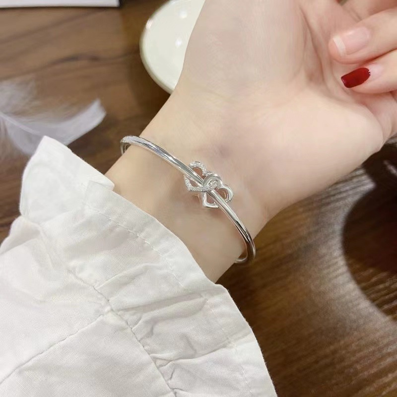 Gelang Tangan Push and Pull Hati Ganda Bahan Alloy Fashion Untuk Wanita