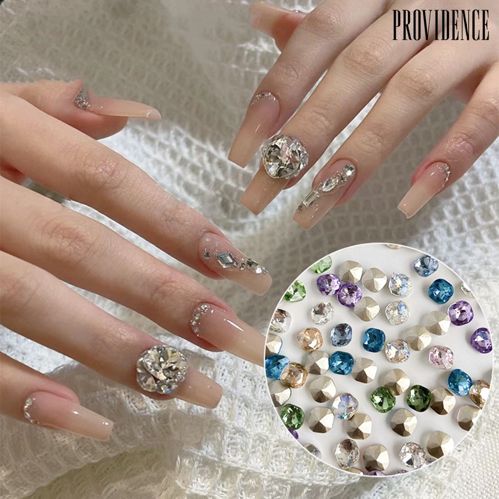 Providence 10Pcs Nail Art Decor Shining Stunning Efek Visual DIY Berkilau Manicure Kristal Imitasi Menunjuk Dasar Kuku Berlian Imitasi Salon Kuku Pasokan
