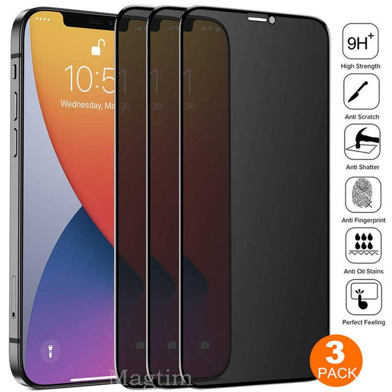 3pcs Privasi Tempered Glass Untuk iPhone 14 13 12 11 Pro MAX Plus Mini Pelindung Layar Anti-Spy Untuk iPhone X XS MAX XR 7 8 6 6S Plus SE 2022 2020 14Plus 13Mini 12Mini Glass