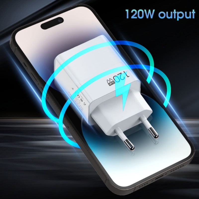 120w Putih Kualitas Tinggi Bahan Tahan Api Pengisian USB Ponsel Dinding Charger Adaptor EU/US/UK Plug Charge 5.0 Charger Untuk Ponsel Seri Xiaomi