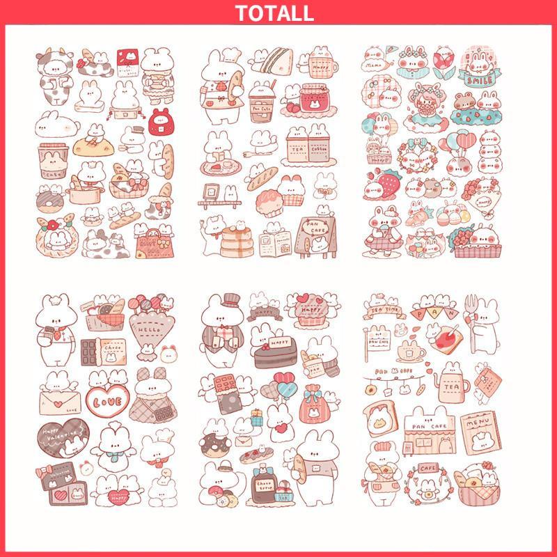 COD 6pc Stiker Cute Cartun Lucu Food Pet Diy Diary Jurnal Palnner Deco Hias-Totall