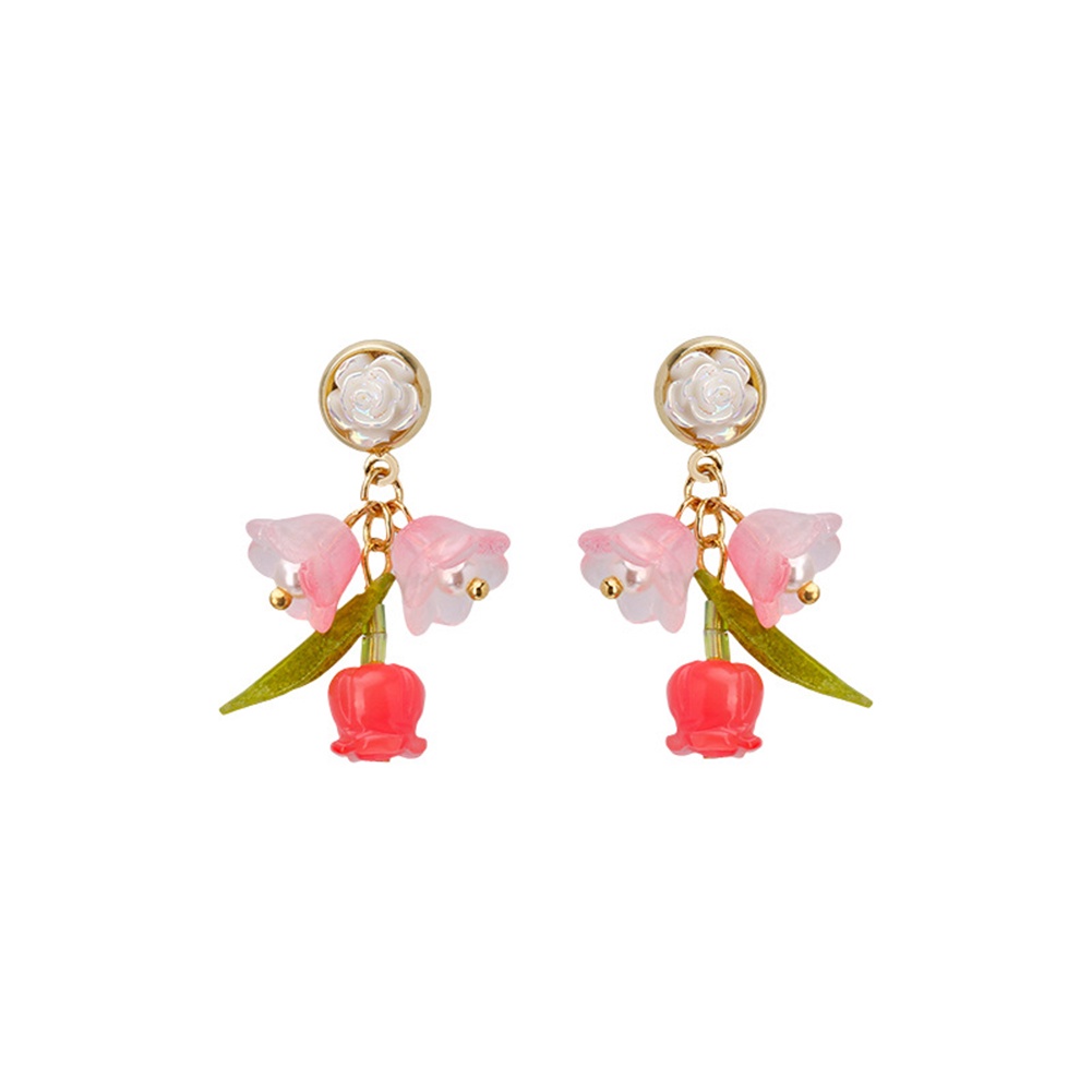 Temperate Pink Rose Earring Ins Earrings Stud Light Luxury Zircon Party Wedding Earing Women Jewelry Accessories