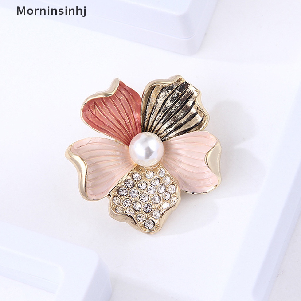 Mornin Fashion Kristal Berlian Imitasi Mutiara Bunga Bros Pin Wanita Gadis Anti-exposure Brooch id