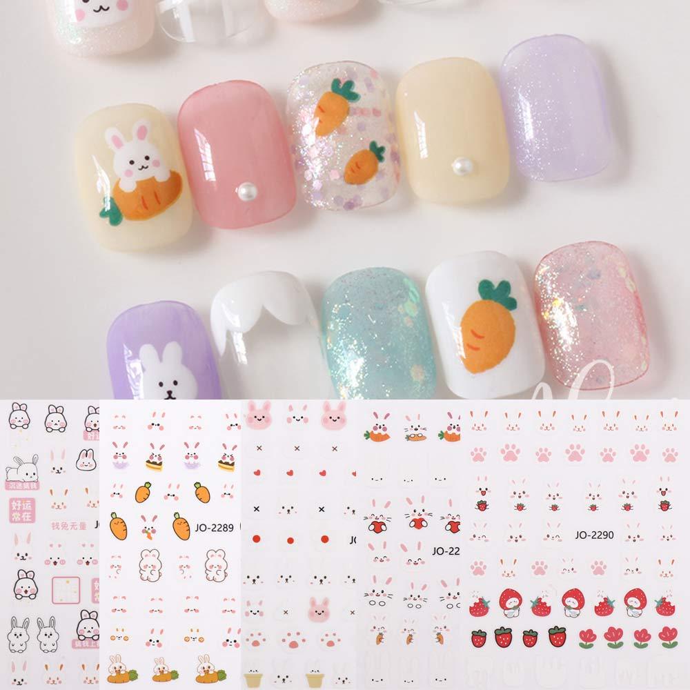 Mxbeauty Kelinci Stiker Kuku Fashion Perekat Diri Wortel Cinta Hati Bunga Nail Art Dekorasi