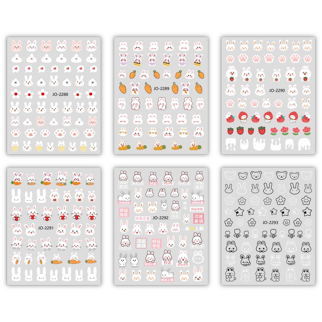 Lucu Kartun Kelinci Wortel 3D Perekat Diri Nail Art Dekorasi Stiker Indah Kelinci 3D Kuku Decals