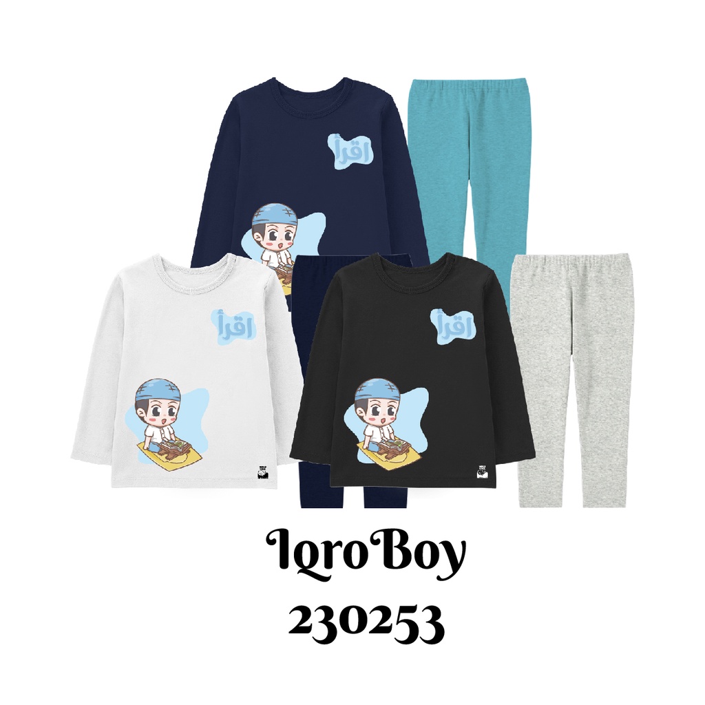 Baju Tidur Piyama Anak Muslim Special IqroBoy Usia 2-8 Tahun Bahan Katun Combed 30s