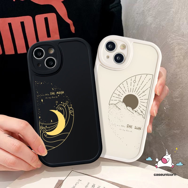 Casing Soft Couple Case Redmi 12C 10A 9 10 A1 9C 10C 9A 9T K40s POCO X3 NFC Pro M3 F4 Redmi Note11 10s 11s 10 Pro 8 9 Pro 9s 11Pro+Mi 12 11 Lite 11T Simple The Sarung Matahari Bulan