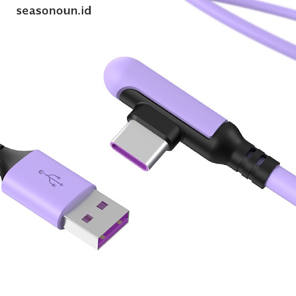 Seasonoun Kabel USB 90derajat Untuk iPhone 13 12 11 Pro Max X XR XS 8 7 6 Pengisian Cepat Charger Liquid Silicone Kabel Data.